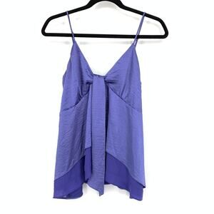 Lulus Blouse Women's Size Medium Knot Front Cami Top Blue Layered Swing Style